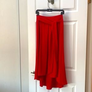 6 - red max studio high low skirt with tie/belt attached